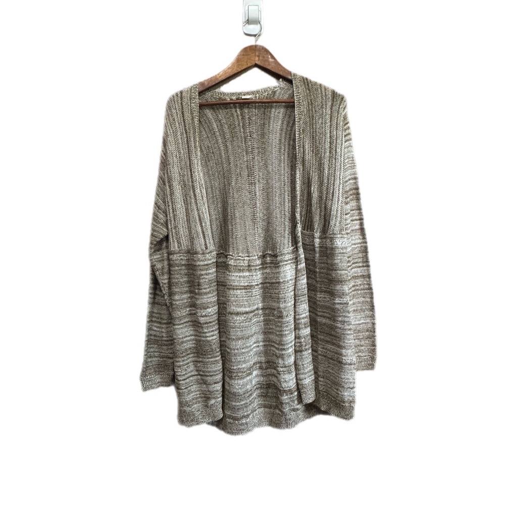 Wild Pearl Cardigan Womens Medium Tan Open Front Cotton Space Dye Excellent Boho